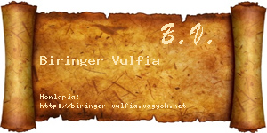 Biringer Vulfia névjegykártya